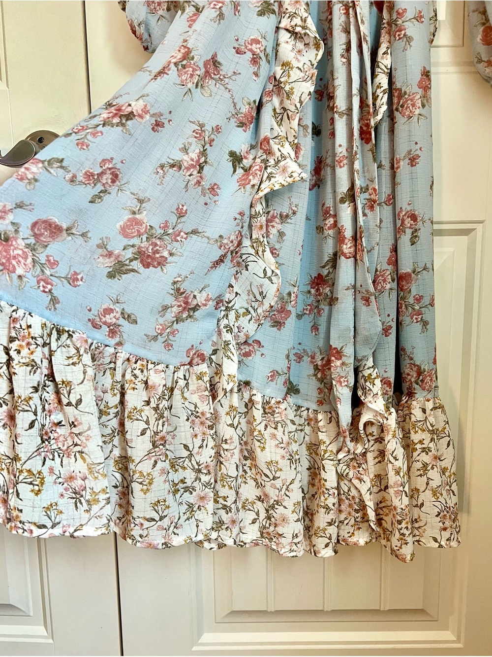 Anthropologie By the River Light Blue Floral Midi Dress size small - Picture 3 of 5